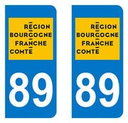 Sticker immatriculation 89 - Nouvelle région Bourgogne Franche-Comté