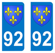 Sticker immatriculation 92 - Blason Ile de France