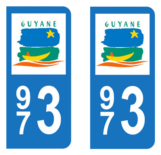 Sticker immatriculation 973 - Guyane