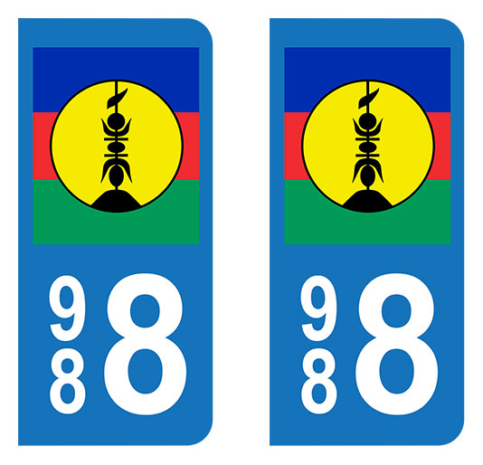 Autocollant immatriculation 988 - Nouvelle-Calédonie