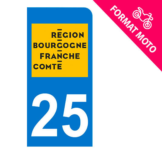 Sticker immatriculation 25 - Nouvelle région Bourgogne Franche-Comté