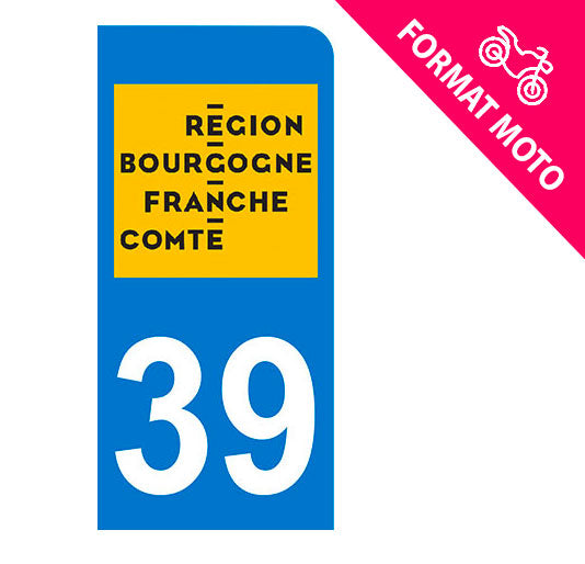 Sticker immatriculation 39 - Nouvelle région Bourgogne Franche-Comté