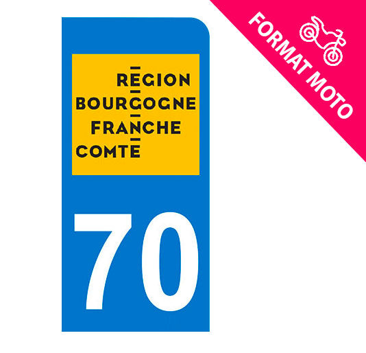 Sticker immatriculation 70 - Nouvelle région Bourgogne Franche-Comté