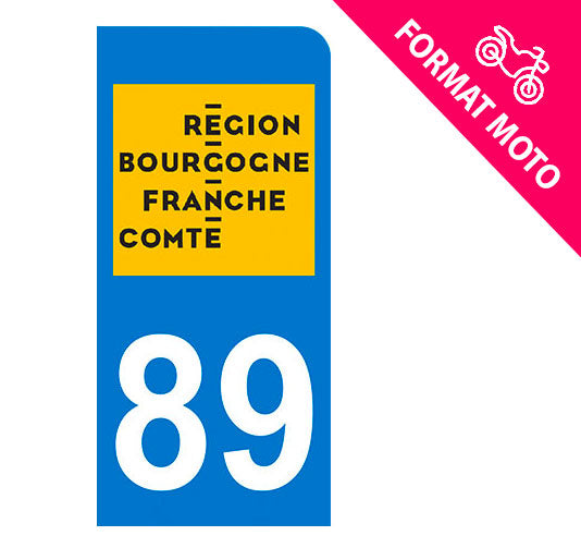 Sticker immatriculation 89 - Nouvelle région Bourgogne Franche-Comté