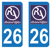 Sticker immatriculation 26 - Nouveau logo Rhône Alpes