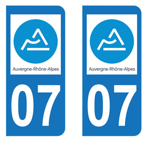 Sticker immatriculation 07 - Nouvelle région Auvergne-Rhône-Alpes