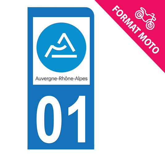 Autocollant immatriculation 01 - Ain - Nouvelle région Auvergne Rhône Alpes