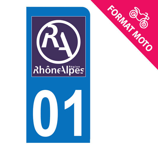 Autocollant immatriculation 01 - Nouveau logo Rhône Alpes