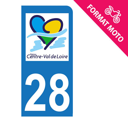 Autocollant plaque immatriculation 28 - Centre - Val de Loire