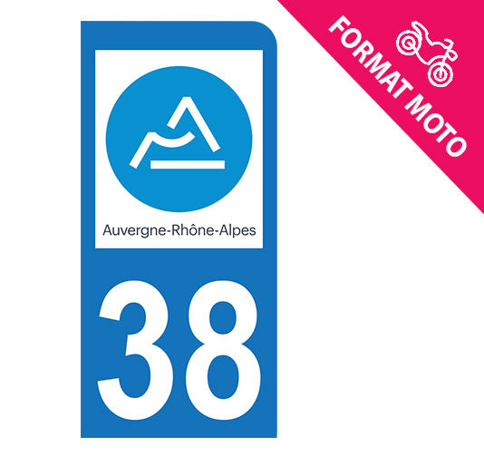 Sticker immatriculation 38 - Nouvelle région Auvergne Rhône Alpes