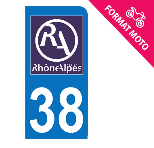 Sticker immatriculation 38 - Nouveau logo Rhône Alpes