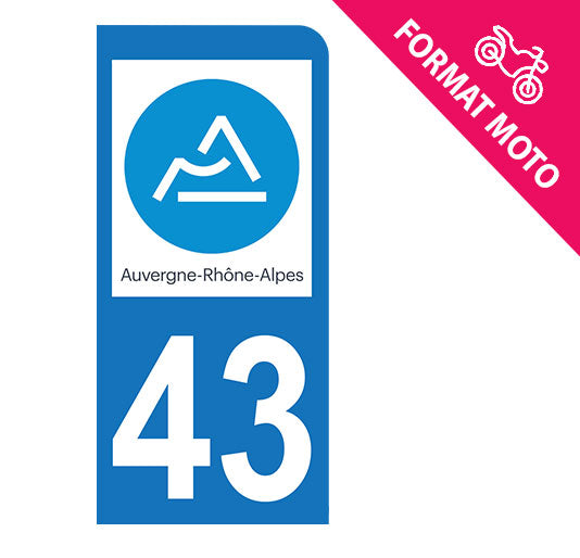 Sticker immatriculation 43 - Haute loire - Nouvelle région Auvergne Rhône Alpes