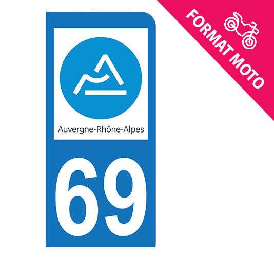 Sticker immatriculation 69 - Rhône - Nouvelle région Auvergne Rhône Alpes